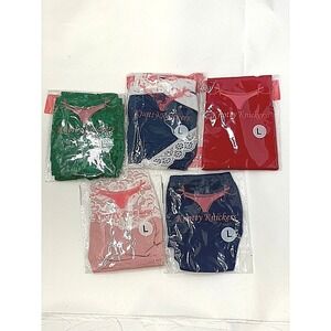 Knotty Knickers Set 5 Panties Large Green Blue Red Tan Mixed (2217)